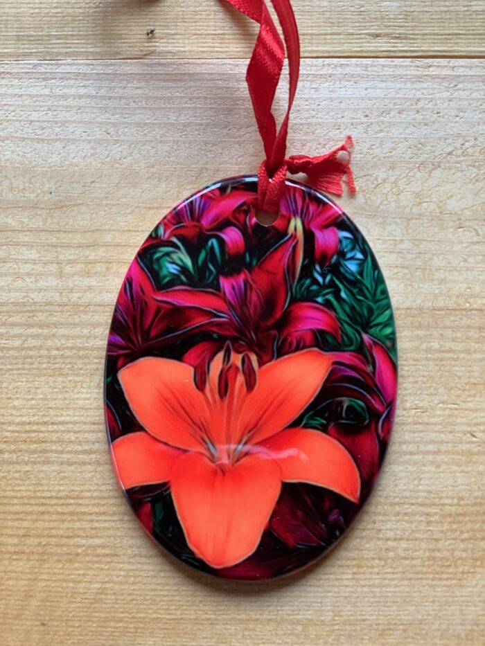 Orange Tiger Lily Ceramic Ornament